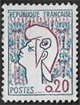Marianne de Cocteau - 0.20F bleu et rouge