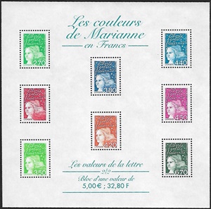 Les couleurs de Marianne en francs - Les valeurs de la lettre
